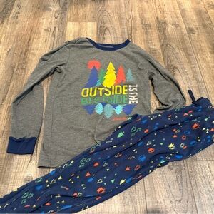 Gray & Navy 'Outside is the Best' Kids Pajama Set size 8